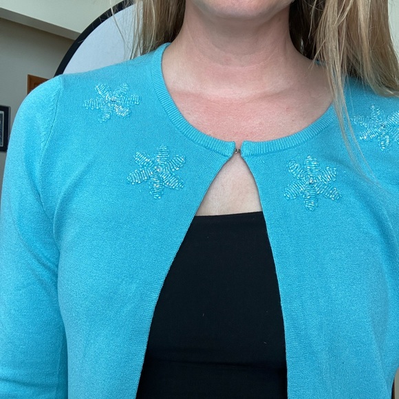 🍄Cleo blue 3/4 sleeve 90’s cardigan (M) - Picture 9 of 9